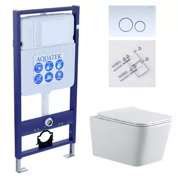 Комплект инсталляция Aquatek Standart INS-0000012 + унитаз Либра New AQ0530N-00 + кнопка KDI-0000015 + комплект креплений