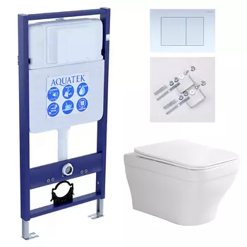 Комплект инсталляция Aquatek Standart INS-0000012 + унитаз Амадео AQ1180-00 + кнопка KDI-0000009 + комплект креплений