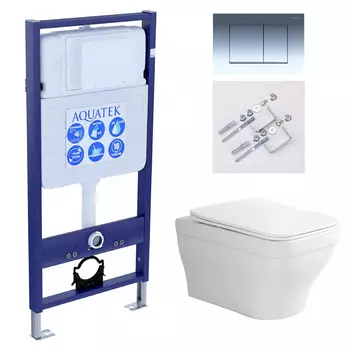 Комплект инсталляция Aquatek Standart INS-0000012 + унитаз Амадео AQ1180-00 + кнопка KDI-0000010 + комплект креплений