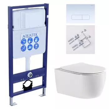Комплект инсталляция Aquatek Standart INS-0000012 + унитаз Европа AQ1106-00 + кнопка KDI-0000013 + комплект креплений