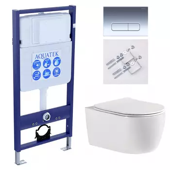 Комплект инсталляция Aquatek Standart INS-0000012 + унитаз Европа AQ1106-00 + кнопка KDI-0000016 + комплект креплений