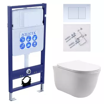Комплект инсталляция Aquatek Standart INS-0000012 + унитаз Классик AQ1111-00 + кнопка KDI-0000009 + комплект креплений