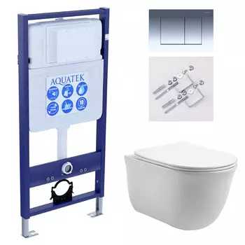 Комплект инсталляция Aquatek Standart INS-0000012 + унитаз Классик AQ1111-00 + кнопка KDI-0000010 + комплект креплений