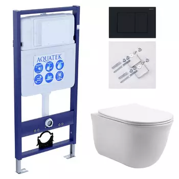 Комплект инсталляция Aquatek Standart INS-0000012 + унитаз Классик AQ1111-00 + кнопка KDI-0000012 + комплект креплений