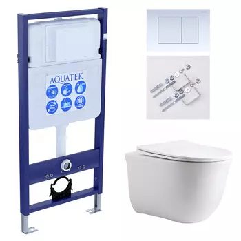 Комплект инсталляция Aquatek Standart INS-0000012 + унитаз Классик AQ1112-00 + кнопка KDI-0000009 + комплект креплений
