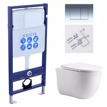Комплект инсталляция Aquatek Standart INS-0000012 + унитаз Классик AQ1112-00 + кнопка KDI-0000010 + комплект креплений