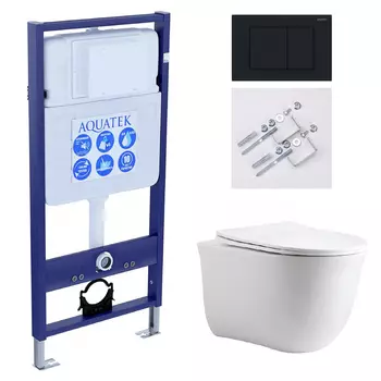 Комплект инсталляция Aquatek Standart INS-0000012 + унитаз Классик AQ1112-00 + кнопка KDI-0000012 + комплект креплений