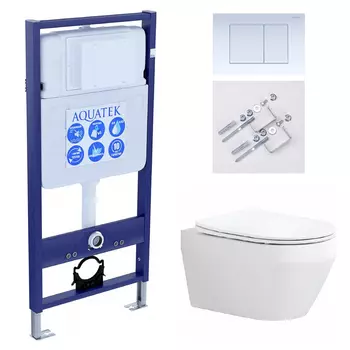 Комплект инсталляция Aquatek Standart INS-0000012 + унитаз Лея AQ1199-00 + кнопка KDI-0000009 + комплект креплений