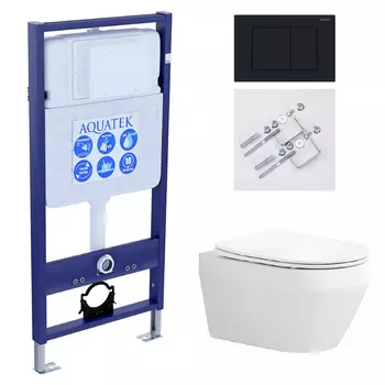 Комплект инсталляция Aquatek Standart INS-0000012 + унитаз Лея AQ1199-00 + кнопка KDI-0000012 + комплект креплений