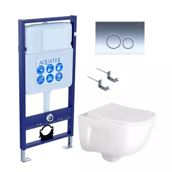 Комплект инсталляция Aquatek Standart INS-0000012 + унитаз Дива AQ2012-00 + кнопка KDI-0000018 + комплект креплений