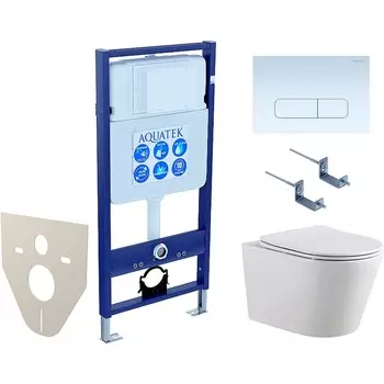 Комплект инсталляция Aquatek Standart INS-0000012 + унитаз Вега AQ1905-00 + кнопка KDI-0000013 + крепеж KKI-0000002