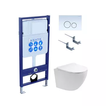 Комплект инсталляция Aquatek Standart INS-0000012 + унитаз Европа AQ1900T-00 + кнопка KDI-0000015 + комплект креплений