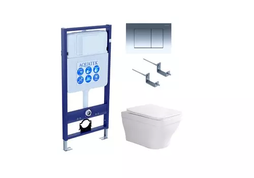 Комплект инсталляция Aquatek Standart INS-0000012 + унитаз Амадео AQ1163-00 + кнопка KDI-0000010 + комплект креплений