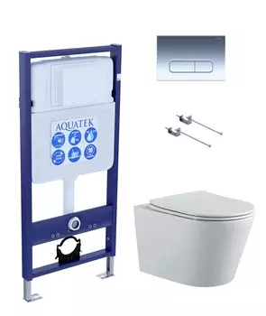 Комплект инсталляция Aquatek Standart INS-0000012 + унитаз Вега AQ1905-00 + кнопка KDI-0000016 + крепеж KKI-0000001