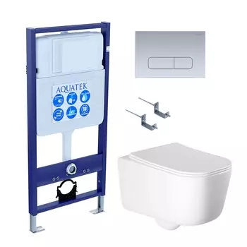 Комплект инсталляция Aquatek Standart INS-0000012 + унитаз Лугано AQ2002-00 + кнопка KDI-0000014 + комплект креплений