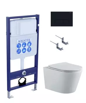 Комплект инсталляция Aquatek Standart INS-0000012 + унитаз Вега AQ1905-00 + кнопка KDI-0000017 + крепеж KKI-0000002