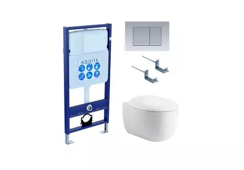 Комплект инсталляция Aquatek Standart INS-0000012 + унитаз Альтаир AQ1980-00 + кнопка KDI-0000011 + комплект креплений