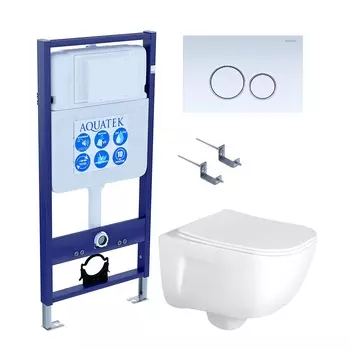 Комплект инсталляция Aquatek Standart INS-0000012 + унитаз Дива AQ2012-00 + кнопка KDI-0000015 + комплект креплений