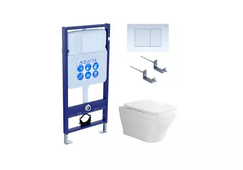 Комплект инсталляция Aquatek Standart INS-0000012 + унитаз Амадео AQ1163-00 + кнопка KDI-0000009 + комплект креплений