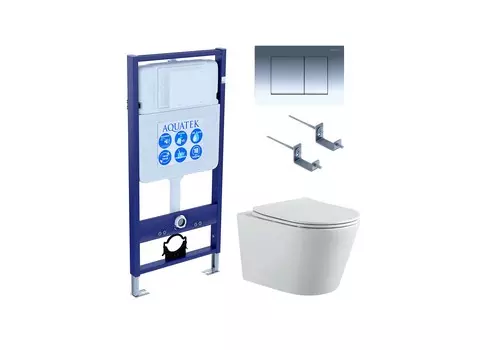 Комплект инсталляция Aquatek Standart INS-0000012 + унитаз Вега AQ1905-00 + кнопка KDI-0000010 + комплект креплений