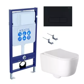 Комплект инсталляция Aquatek Standart INS-0000012 + унитаз Лугано AQ2002-00 + кнопка KDI-0000017 + комплект креплений