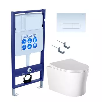 Комплект инсталляция Aquatek Standart INS-0000012 + унитаз Ника AQ2009-00 + кнопка KDI-0000013 + комплект креплений