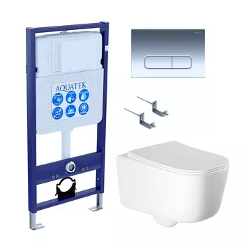 Комплект инсталляция Aquatek Standart INS-0000012 + унитаз Лугано AQ2002-00 + кнопка KDI-0000016 + комплект креплений