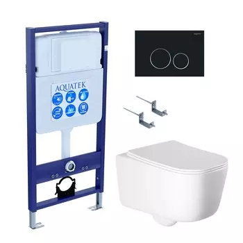 Комплект инсталляция Aquatek Standart INS-0000012 + унитаз Лугано AQ2002-00 + кнопка KDI-0000020 + комплект креплений
