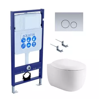 Комплект инсталляция Aquatek Standart INS-0000012 + унитаз Альтаир AQ1980-00 + кнопка KDI-0000019 + комплект креплений