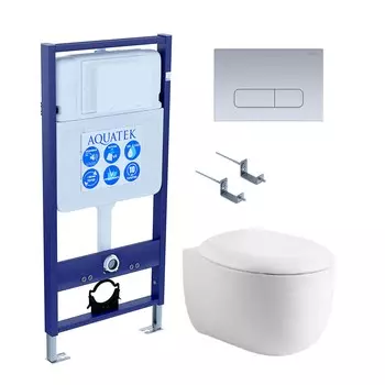 Комплект инсталляция Aquatek Standart INS-0000012 + унитаз Альтаир AQ1980-00 + кнопка KDI-0000014 + комплект креплений