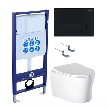 Комплект инсталляция Aquatek Standart INS-0000012 + унитаз Ника AQ2009-00 + кнопка KDI-0000017 + комплект креплений