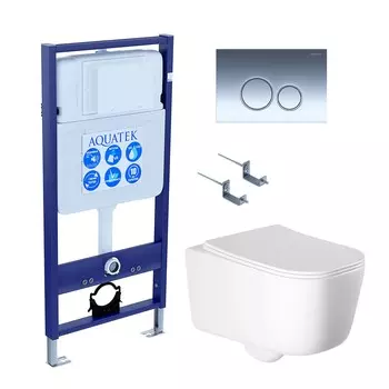 Комплект инсталляция Aquatek Standart INS-0000012 + унитаз Лугано AQ2002-00 + кнопка KDI-0000018 + комплект креплений