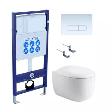 Комплект инсталляция Aquatek Standart INS-0000012 + унитаз Альтаир AQ1980-00 + кнопка KDI-0000013 + комплект креплений