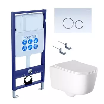 Комплект инсталляция Aquatek Standart INS-0000012 + унитаз Лугано AQ2002-00 + кнопка KDI-0000015 + комплект креплений