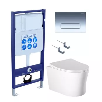 Комплект инсталляция Aquatek Standart INS-0000012 + унитаз Ника AQ2009-00 + кнопка KDI-0000016 + комплект креплений