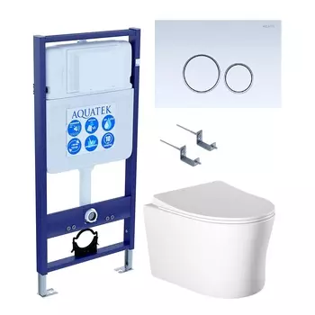 Комплект инсталляция Aquatek Standart INS-0000012 + унитаз Ника AQ2009-00 + кнопка KDI-0000015 + комплект креплений