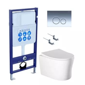 Комплект инсталляция Aquatek Standart INS-0000012 + унитаз Ника AQ2009-00 + кнопка KDI-0000018 + комплект креплений
