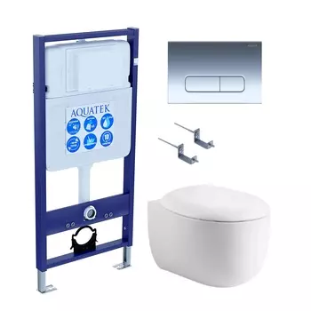 Комплект инсталляция Aquatek Standart INS-0000012 + унитаз Альтаир AQ1980-00 + кнопка KDI-0000016 + комплект креплений