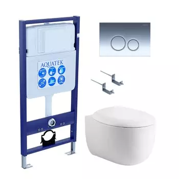 Комплект инсталляция Aquatek Standart INS-0000012 + унитаз Альтаир AQ1980-00 + кнопка KDI-0000018 + комплект креплений
