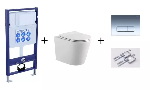 Комплект инсталляция Aquatek Standart INS-0000012+унитаз Aquatek Вега AQ1904-00+кнопка смыва KDI-0000016+комплект креплений