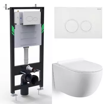 Комплект инсталляция Black&White Universe WI-0900 + унитаз + кнопка