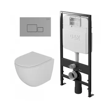 Комплект инсталляция D&amp;K DI8055119 + унитаз D&amp;K Matrix DT1396016 + кнопка D&amp;K Quadro DB1519001