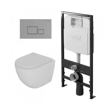 Комплект инсталляция D&K DI8055119 + унитаз D&K Matrix DT1396016 + кнопка D&K Quadro DB1519001