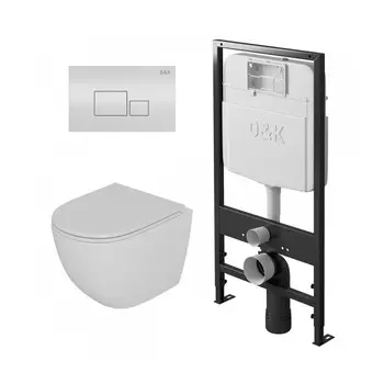 Комплект инсталляция D&K DI8055119 + унитаз D&K Matrix DT1396016 + кнопка D&K Quadro DB1519016