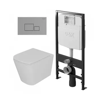 Комплект инсталляция D&amp;K DI8055119 + унитаз D&amp;K Quadro DT1516016 + кнопка D&amp;K Quadro DB1519001