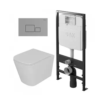 Комплект инсталляция D&amp;K DI8055119 + унитаз D&amp;K Quadro DT1516016 + кнопка D&amp;K Quadro DB1519001