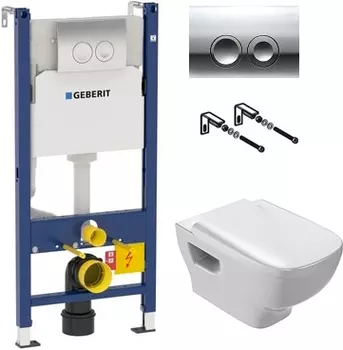 Комплект инсталляция Geberit 458.124.21.1 с кнопкой + унитаз Jacob Delafon Struktura EDE102-00