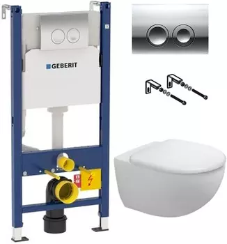 Комплект инсталляция Geberit 458.125.21.1 4 в 1 с кнопкой смыва + унитаз Duravit Architec 2546090064