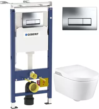 Комплект инсталляция Geberit 458.125.21.1 4в1 с кнопкой смыва+ Унитаз подвесной Roca Inspira in-wash