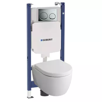 Комплект Инсталляция Geberit Duofix Alpha 458.175.00.1 + унитаз Geberit iCon 204000000 + кнопка смыва + крышка-сиденье